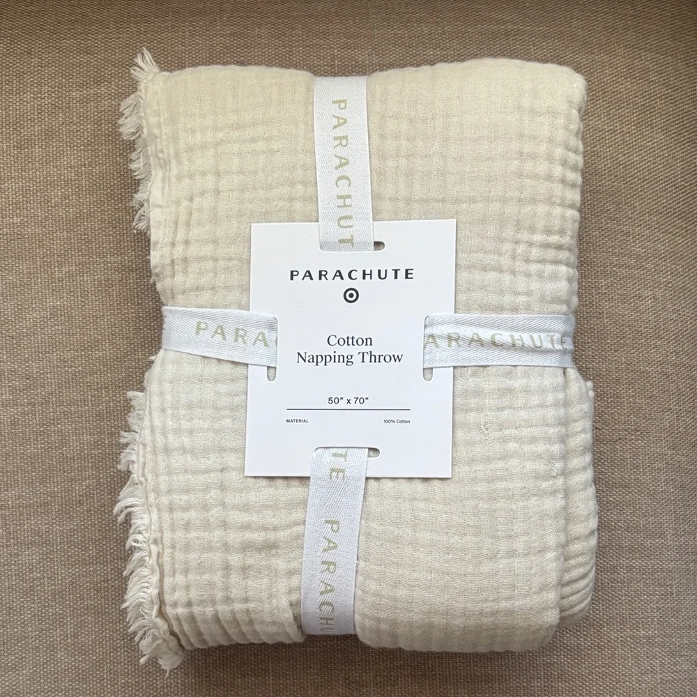 Parachute Cream Cotton Throw Blanket - Picture 1 of 3